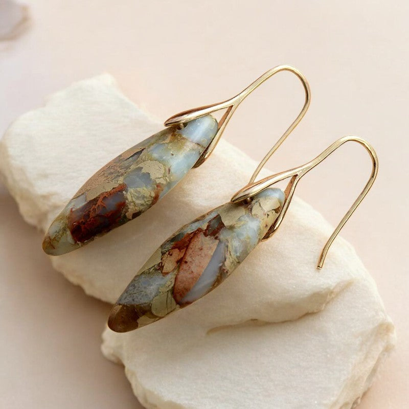 Terra Hues Leaves Jasper Earrings